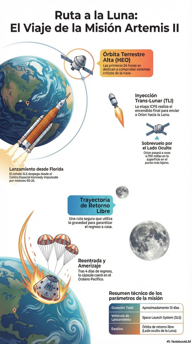 La trayectoria de Artemis II.