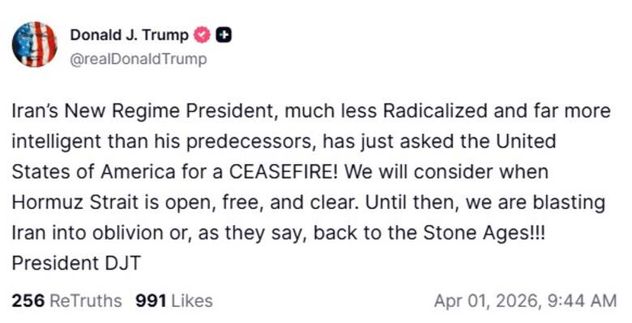Trump aseguró que Irán pidió un alto el fuego