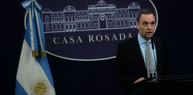 Conferencia de prensa del vocero presidencial Manuel Adorni. (luciano Thieberger/Clarín)