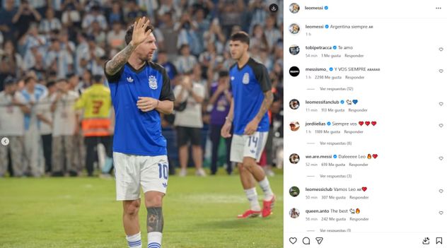 El posteo de Messi en Instagram.