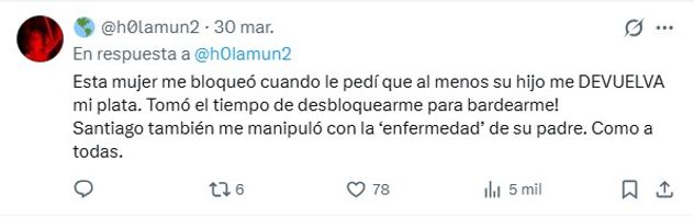 Los posteos de Nicole, expareja de Santiago Martínez.