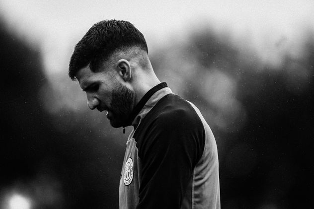 Lisandro López, jugador de Belgrano, en la práctica de este jueves.
