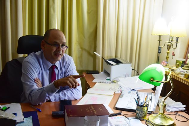 "El Griego". Esteban Yangüez Papagenadio, el defensor de Javier Marieschi. (Nicolás Bravo / Archivo)