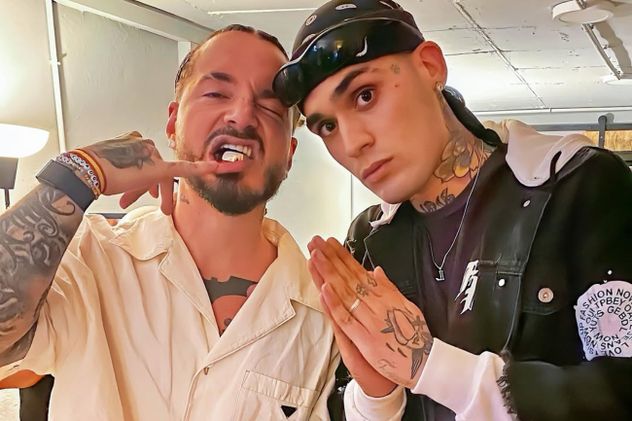Lukian junto a su ídolo J Balvin.