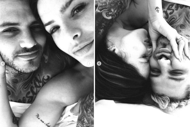 Las íntimas fotos con la China Suárez, en blanco y negro, que Mauro Icardi compartió en su cuenta de Instagram.
