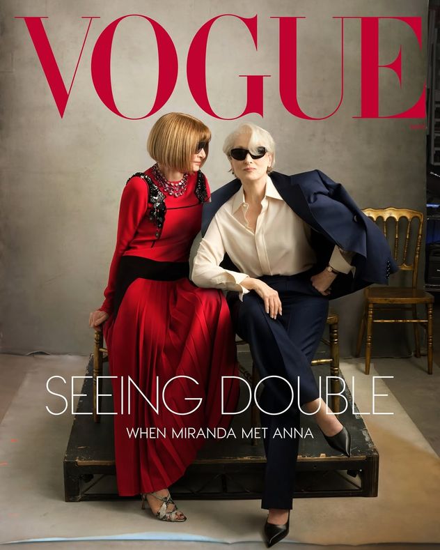 Anna Wintour y Meryl Streep como Miranda Priestly, juntas para la portada de Vogue
