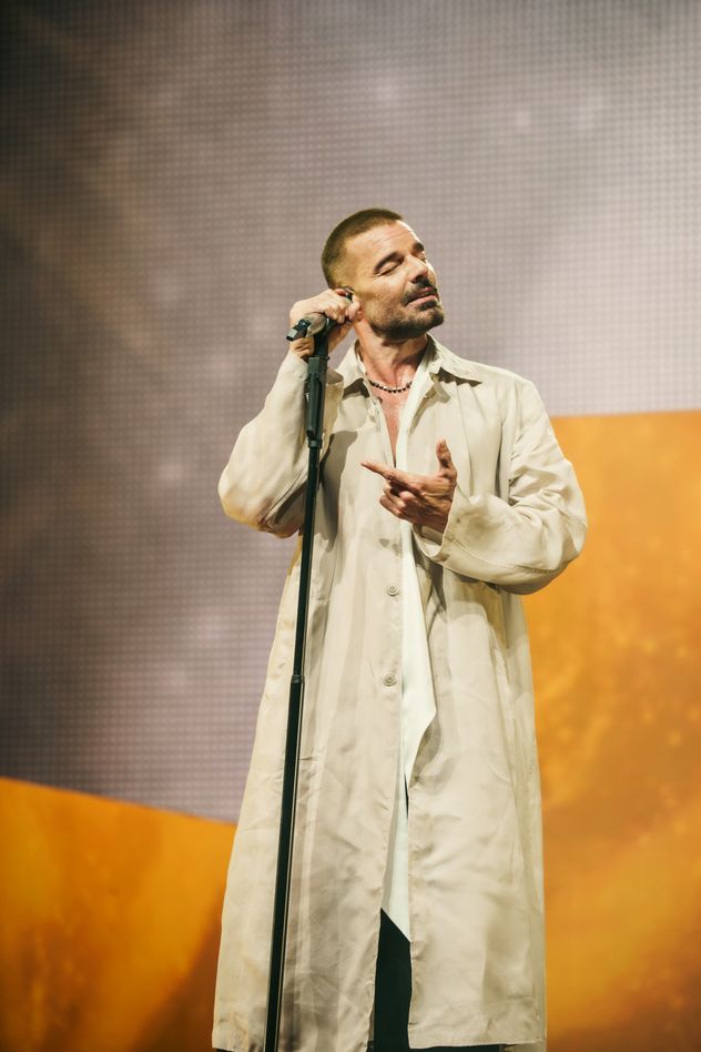 Ricky Martin, durante su reciente show en Montevideo. (6 pasos)