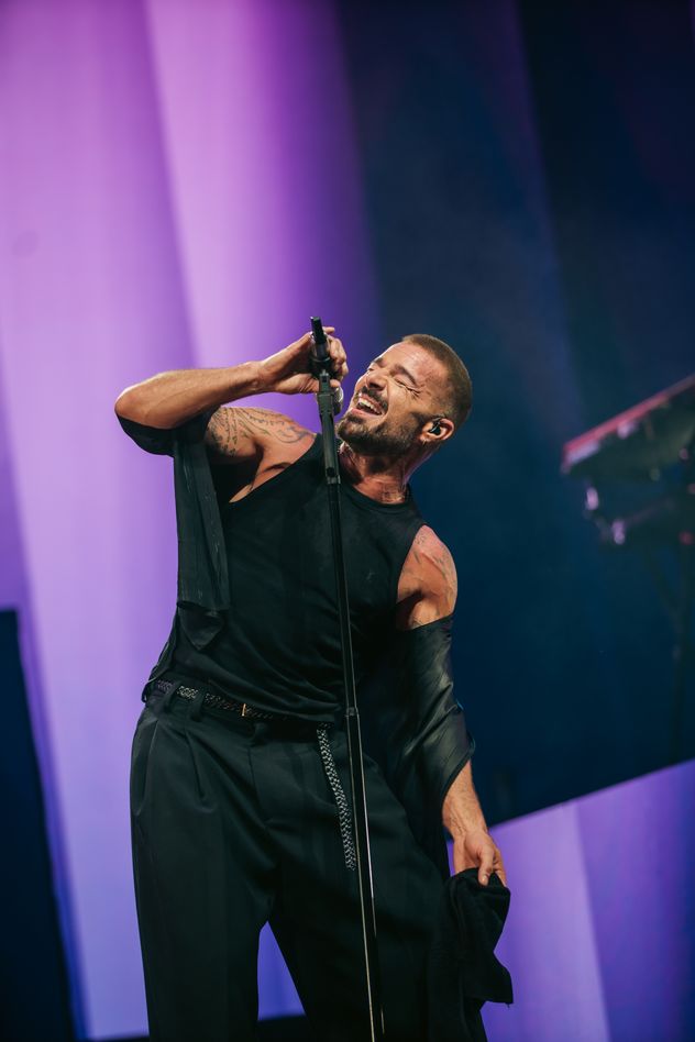 Ricky Martin, durante su reciente show en Montevideo. (6 pasos)