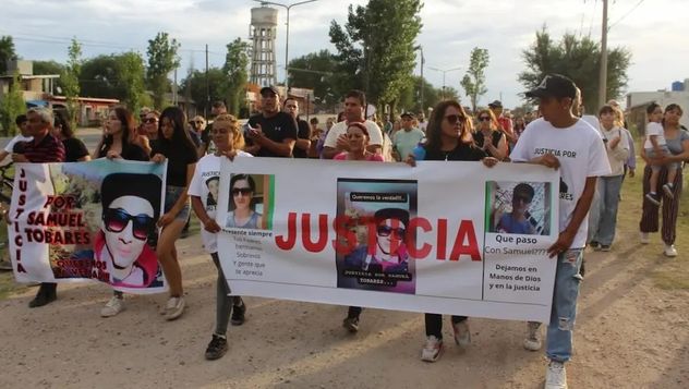 Una de las marchas reclamando por la muerte de Samuel Tobares, en el Valle de Punilla. 
