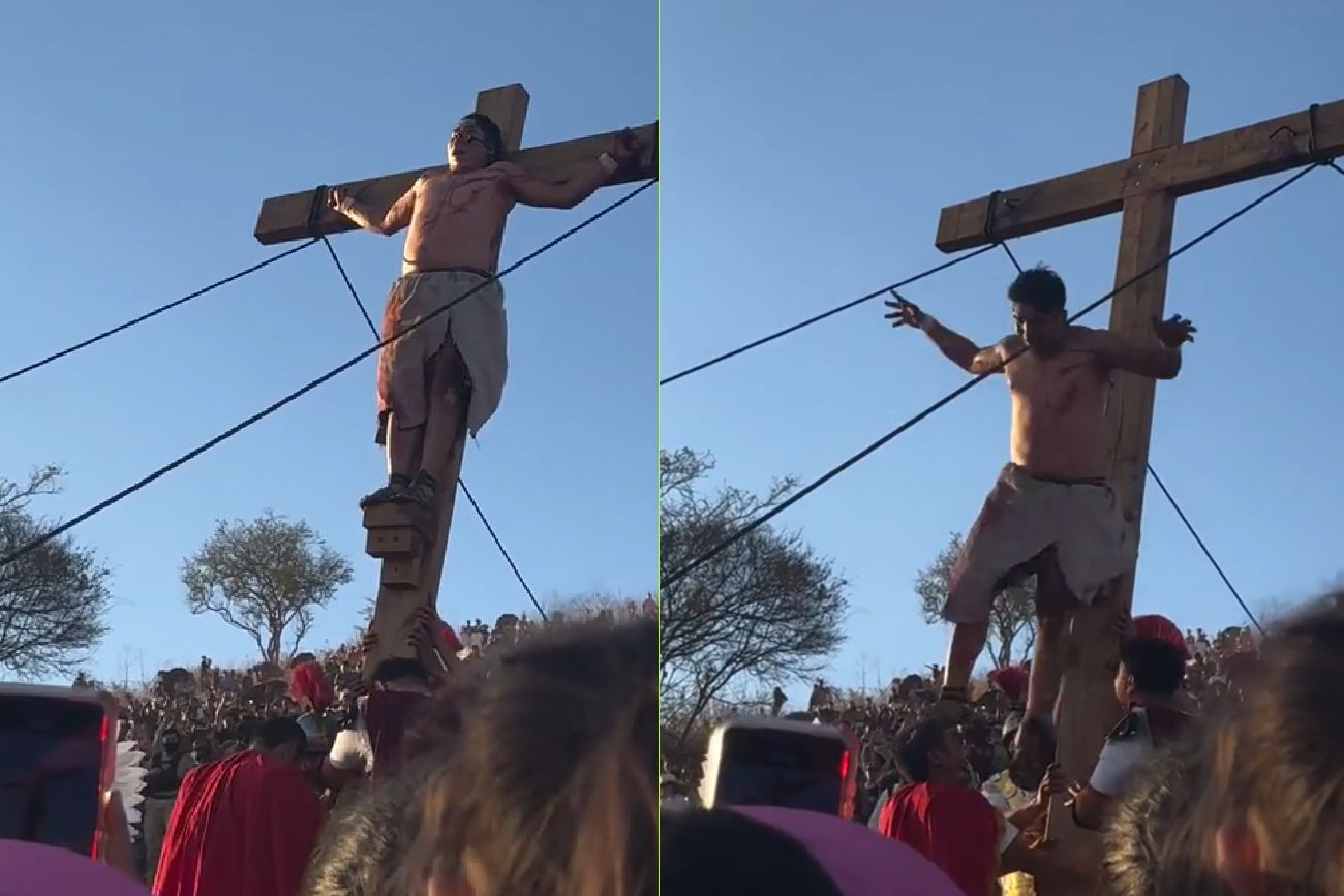 Se cayó de la cruz.