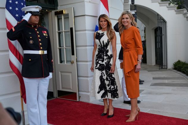 Melania Trump y la reina Máxima en la Casa Blanca.