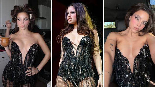 El foco estuvo en la mirada: delineado intenso, strass y un diseño gráfico que elevó el look a una propuesta casi editorial.