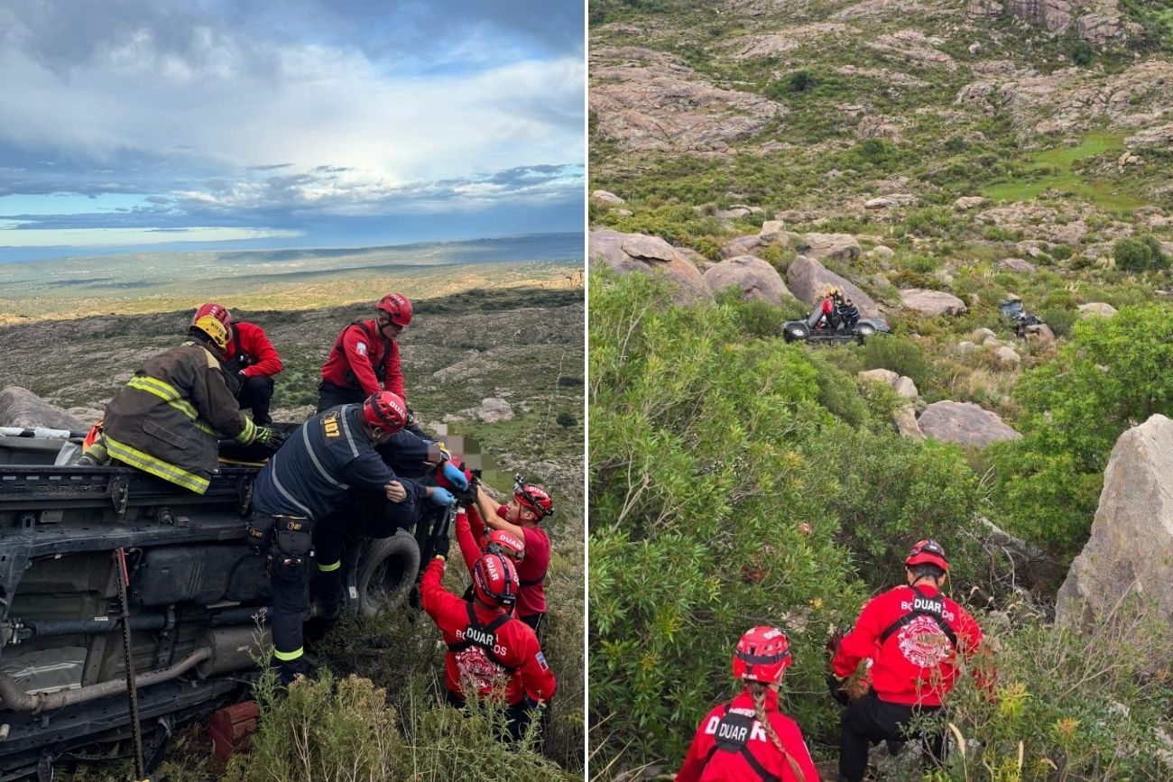 Cayó al vacío 30 metros con su camioneta en las Alta Cumbres y sobrevivió de milagro. 