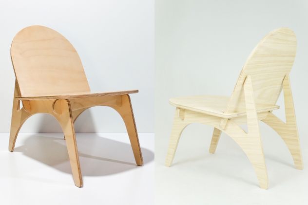 Silla Mónica: cinco piezas encastradas en madera que revelan su estructura con una estética simple, funcional y sin artificios.