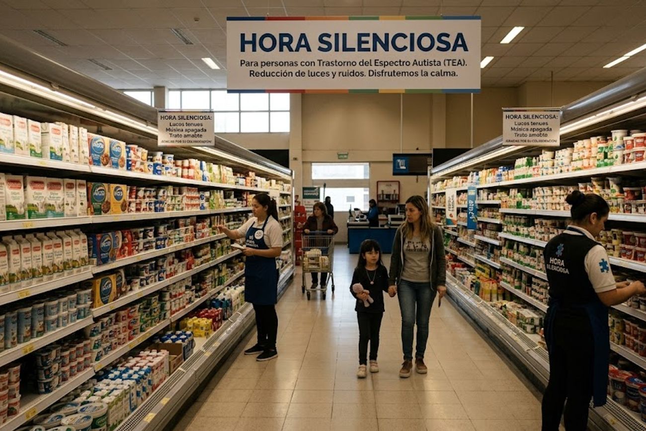 Promueven la "hora silenciosa" en supermercados de Córdoba.