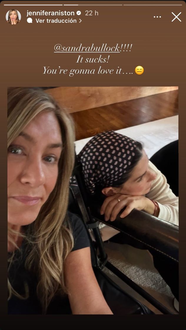 La publicación de Jennifer Aniston por el debut de Sandra Bullock en Instagram.