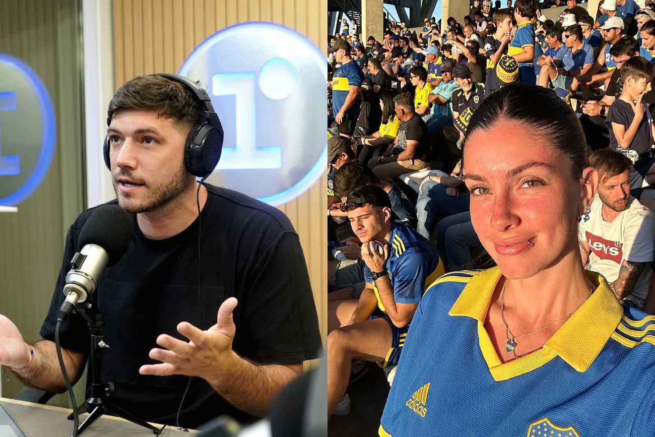 Nico Luaces y la hincha de Boca que coincidieron en la previa de la copa Libertadores. 