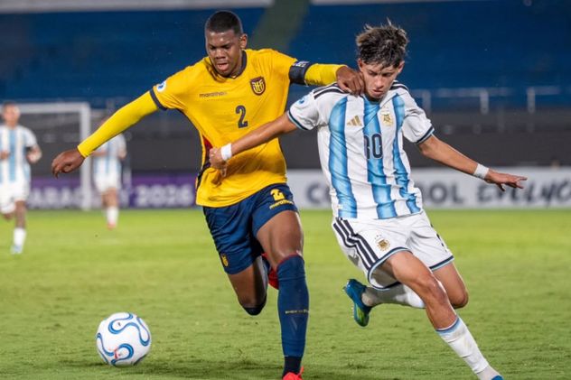 Selección argentina sub 17, en el partido ante Ecuador.