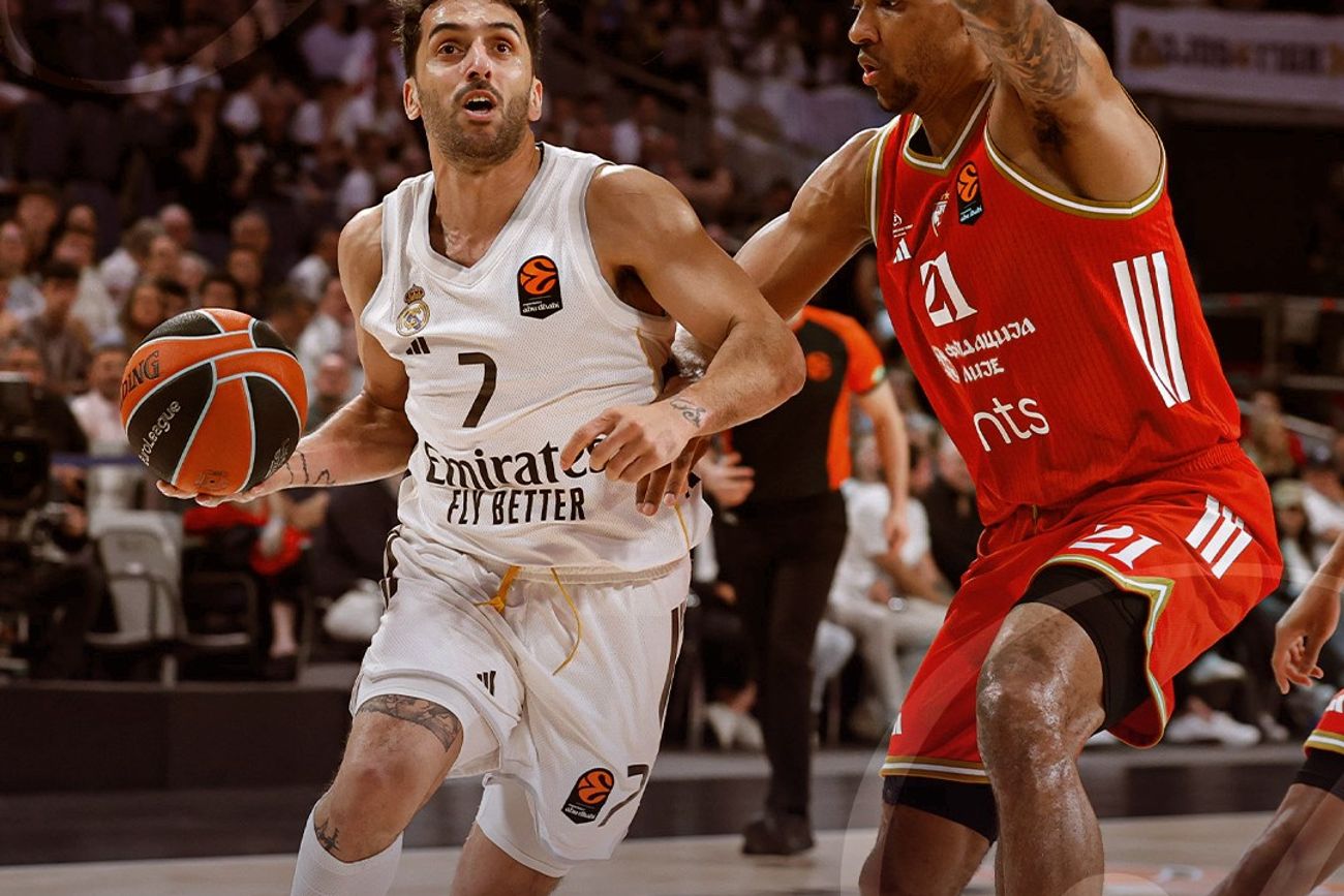 Facundo Campazzo volvió a ser la figura del Real Madrid que cerró la fase regular de la Euroliga con victoria de local ante Estrella Roja. (Prensa Real Madrid)