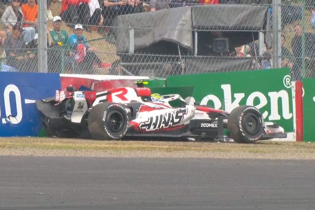 Oliver Bearman tras el choque en el GP de Japón.