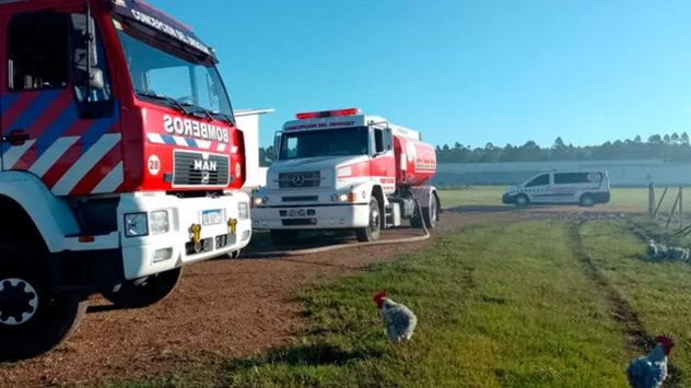 Incendio en galpón con gallinas: colapsó el techo y murieron cientos de aves.