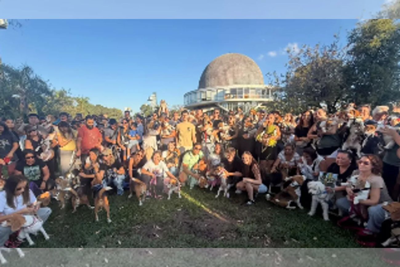 Más de 100 beagles se juntaron en el Planetario de Buenos Aires en una tarde que reunió a familias y mascotas. (Gentileza Noticias Argentinas)