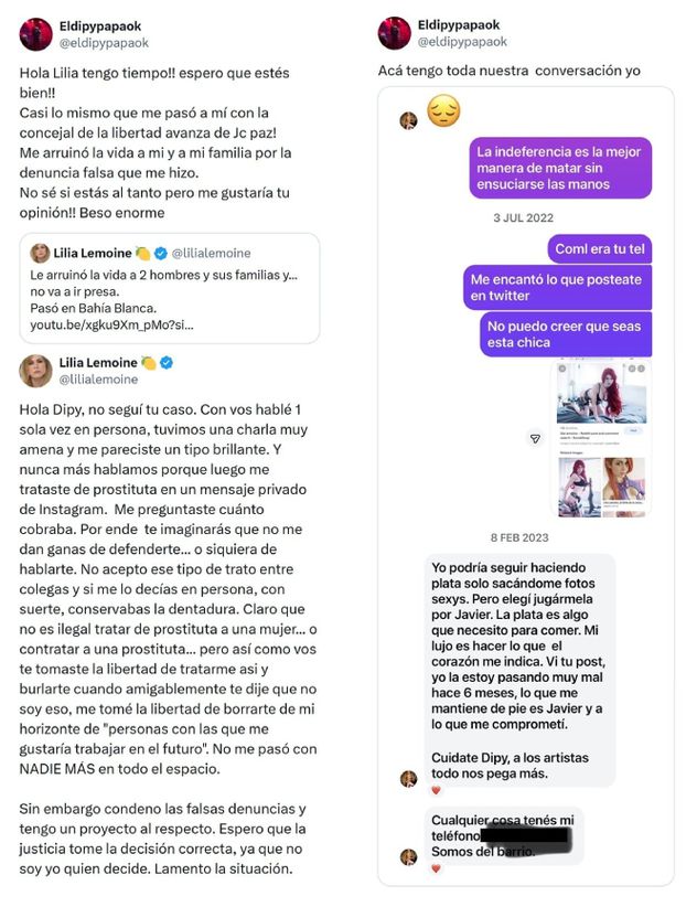 El chat que compartió el Dipy.
