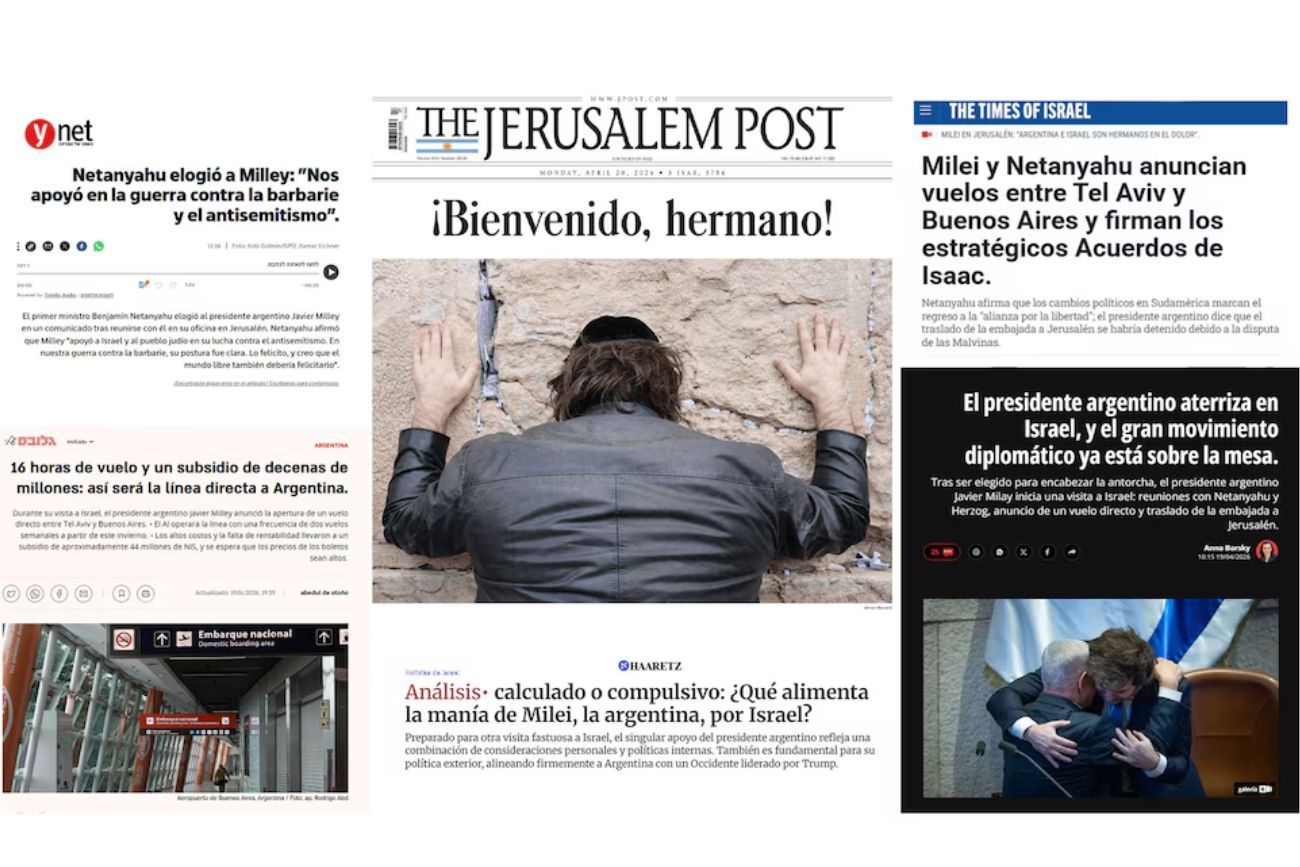 Milei en Israel: "¡Bienvenido, hermano!", el respaldo de la prensa local a la visita del presidente argentino
