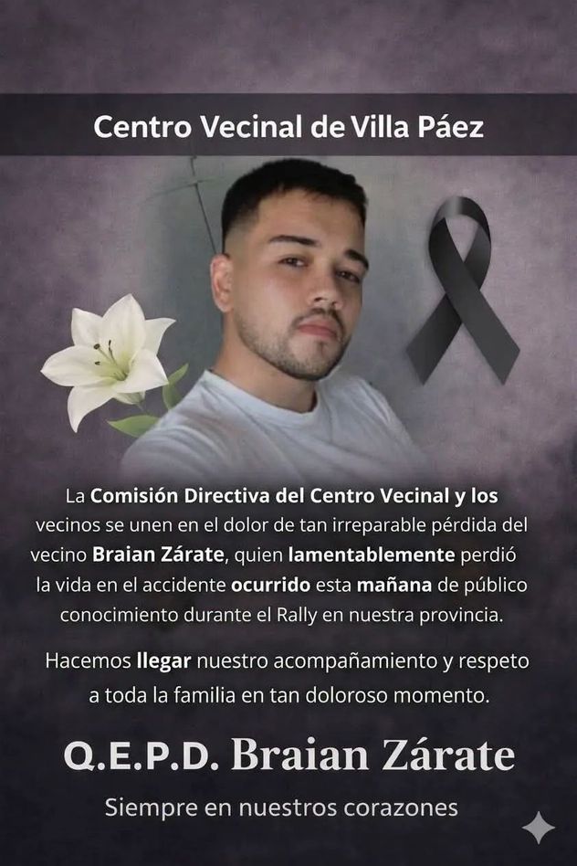 Córdoba: quién es el joven de 25 años que murió tras el despiste de un auto en el Rally Sudamericano