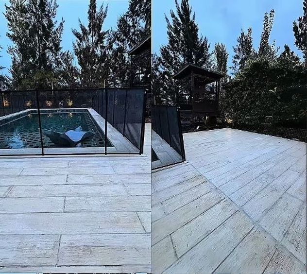 Así quedó el jardín de Mica Viciconte: diseño moderno, pileta y sector para niños.