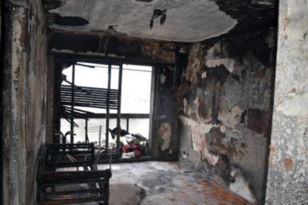 El departamento de Felipe Pettinato tras el incendio.