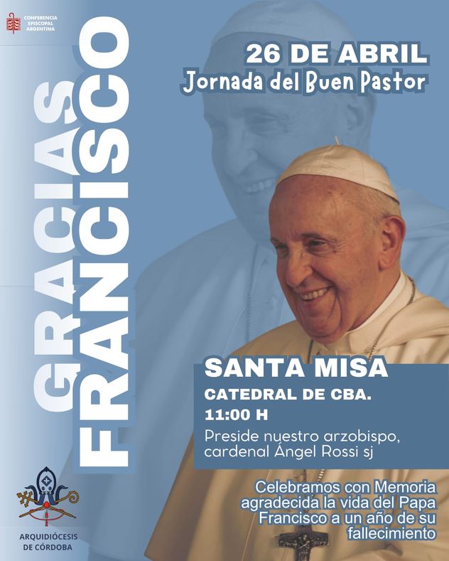 Invitación a la misa del 26 de abril en Córdoba.