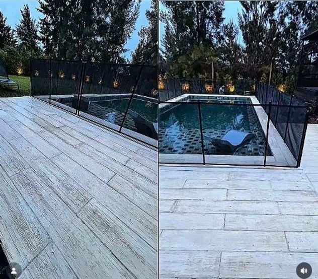 Así quedó el jardín de Mica Viciconte: diseño moderno, pileta y sector para niños.