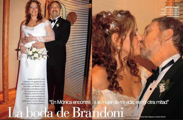 Luis Brandoni se casó por segunda vez con Mónica López. Entre los invitados, estuvo Raúl Alfonsin