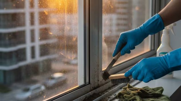 Rieles de ventanas sucios: el truco económico para una limpieza profunda.
