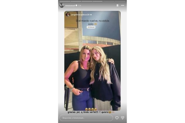 La foto que Jorgelina Cardoso compartió en su Instagram y que Tini replicó en su cuenta en agradecimiento.