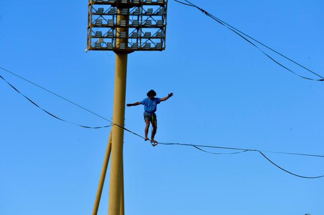 Córdoba será sede de la Copa Mundial de Speedline Highline en el Kempes. Foto gentileza Federico Taverna.