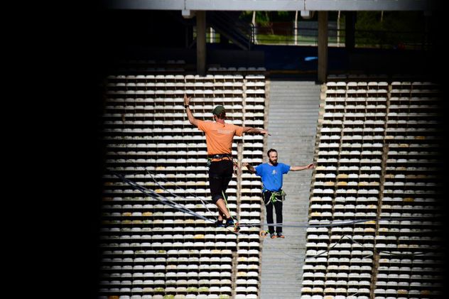 Córdoba será sede de la Copa Mundial de Speedline Highline en el Kempes. Foto gentileza Federico Taverna.