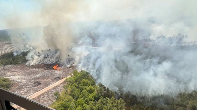 Incendios forestales arrasan el sur de Georgia, Estados Unidos.