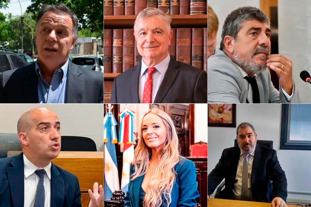 Vidal Lascano, Vezzaro, Rivero, Jávega, Fernández López y Martín, fiscales citados para declarar en el jury. (La Voz)