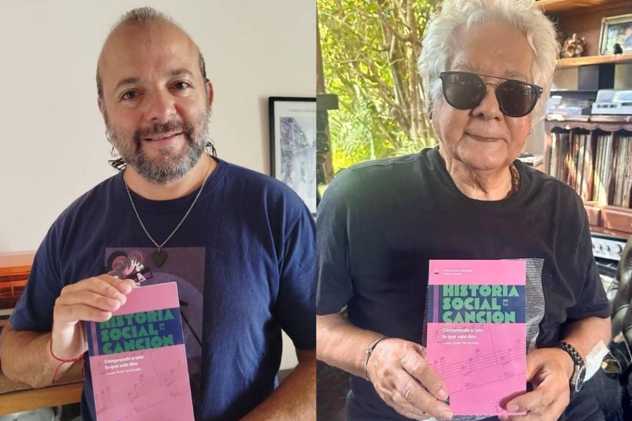 Lucas Fernández y Víctor Heredia, hermanados por un libro sobre "Informe de la situación. (Prensa Lucas Fernández e Instagram @victorherediaoficial)