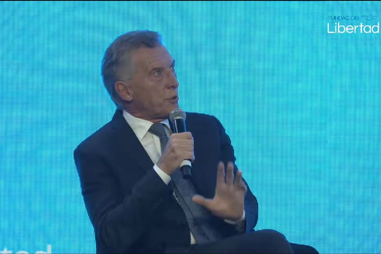 Macri esta noche al hablar en la Fundación Libertad. 