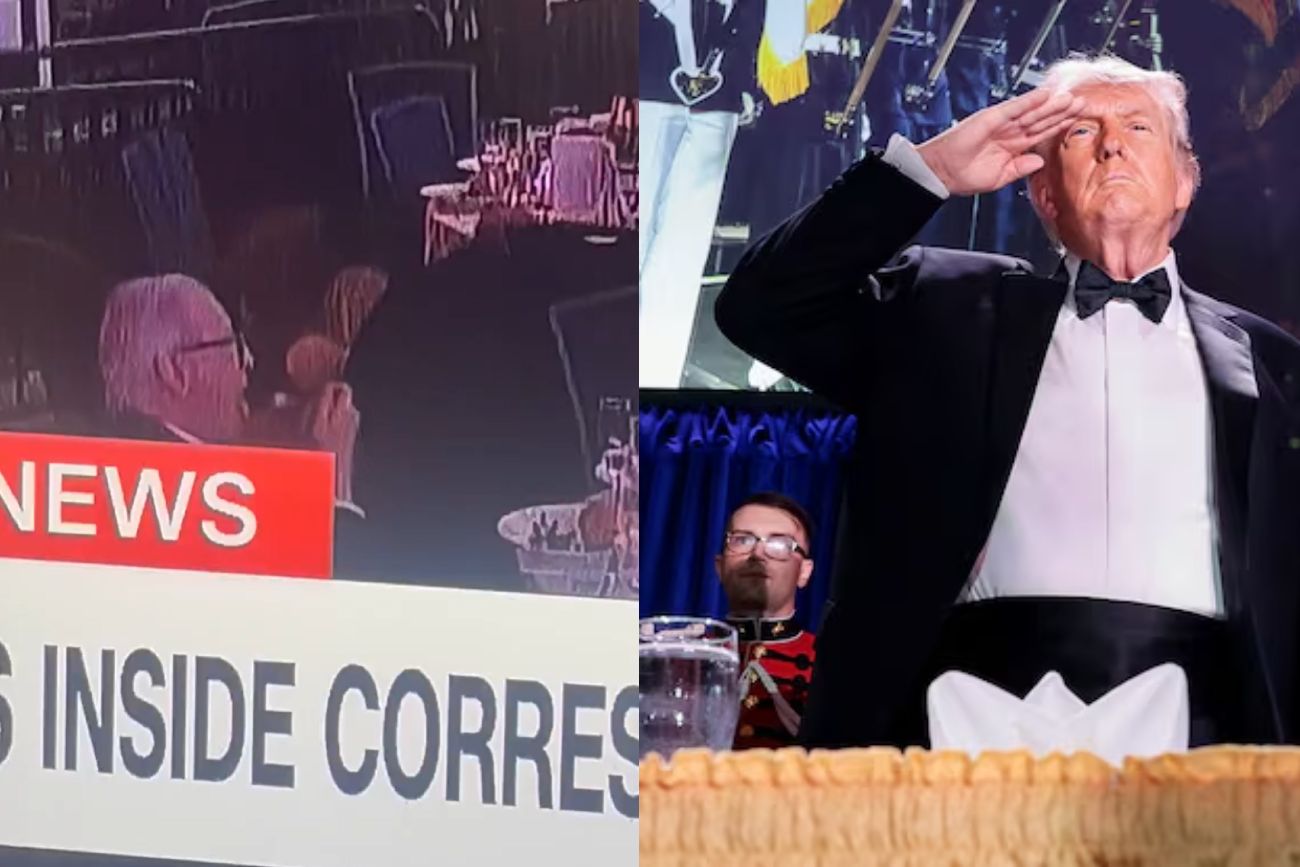 Caos en la cena de Trump: un invitado no soltó su plato mientras todos evacuaban y el video se viralizó