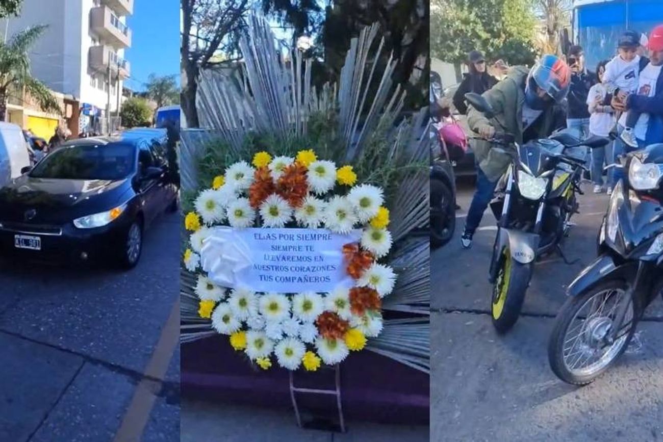La despedida de Tomás Orihuela. Sus amigos realizaron "cortes" con los motores de las motos como homenaje.
