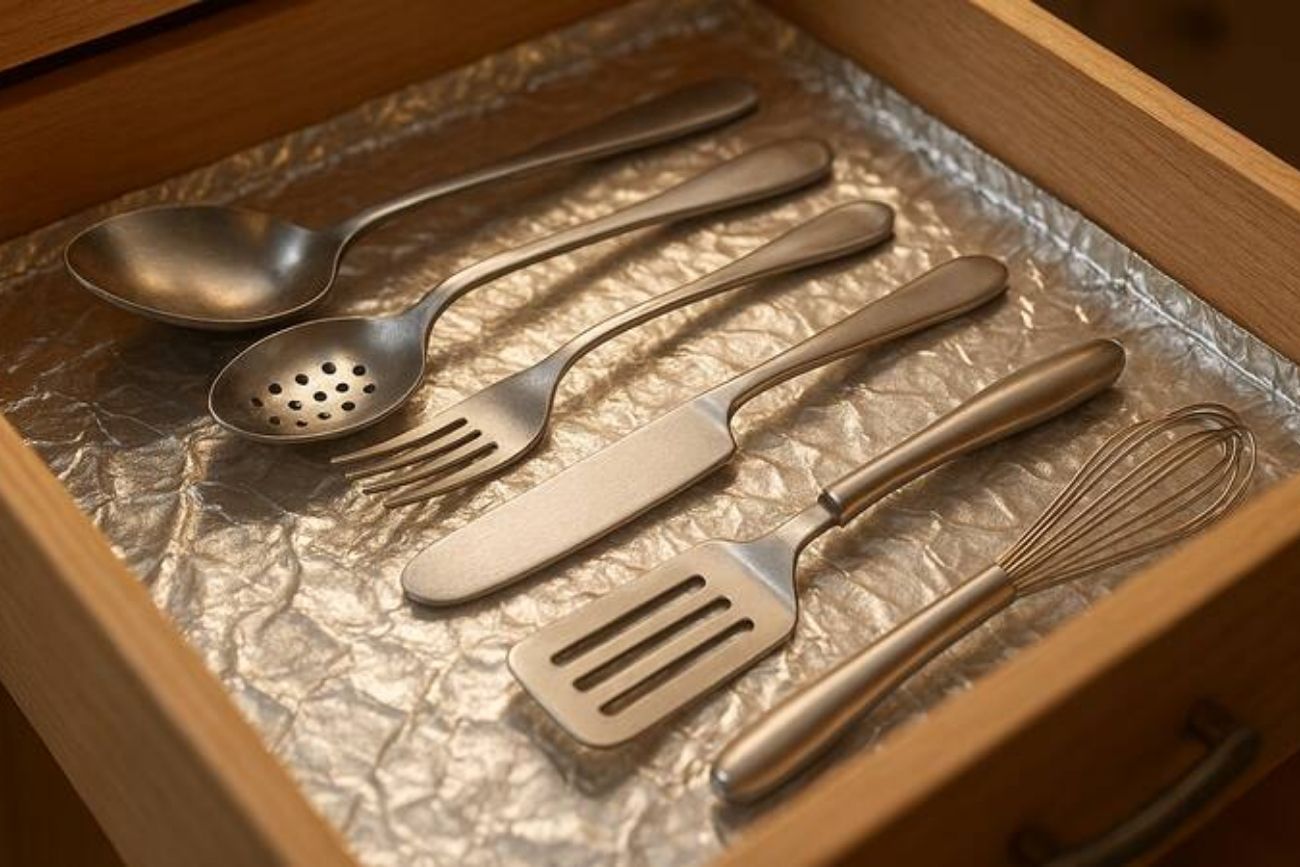 Para qué sirve poner papel de aluminio en los cajones de la cocina.