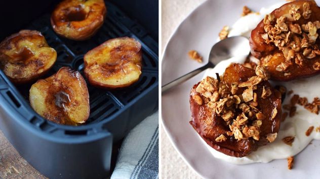 Las manzanas asadas quedan tiernas, doradas y con un leve toque caramelizado que las vuelve ideales para una merienda dulce.