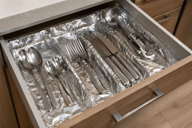 Para qué sirve poner papel de aluminio en los cajones de la cocina.