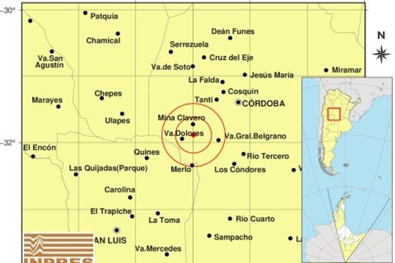 Sismo de magnitud 3.2 sacudió la región de Traslasierra este martes por la noche