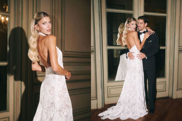 El segundo vestido que Cande Ruggeri eligió para su boda con Nicolás Maccari.