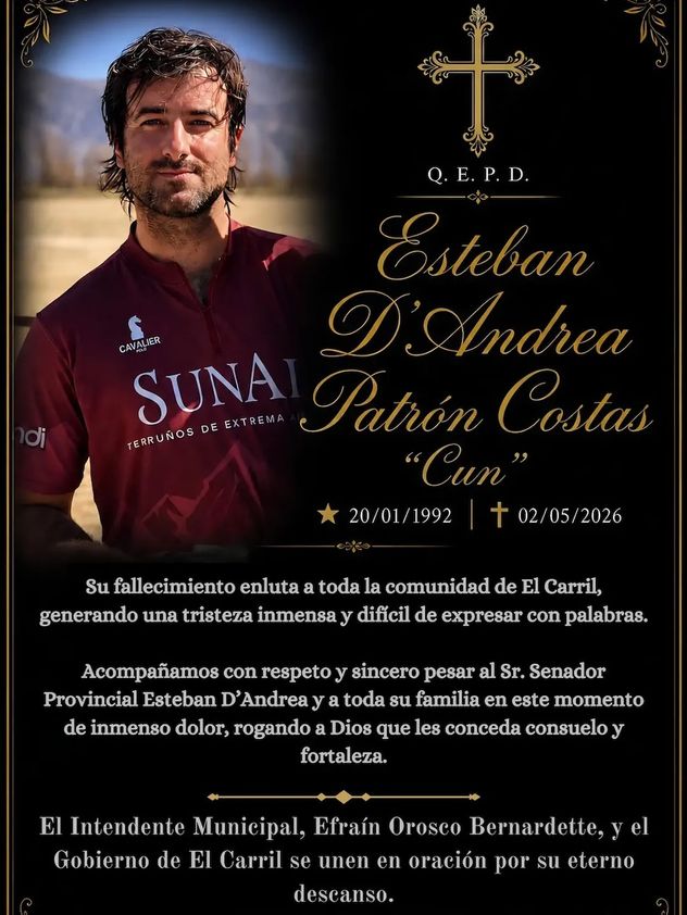 Conmoción por la muerte de Esteban D’Andrea Patrón Costas.